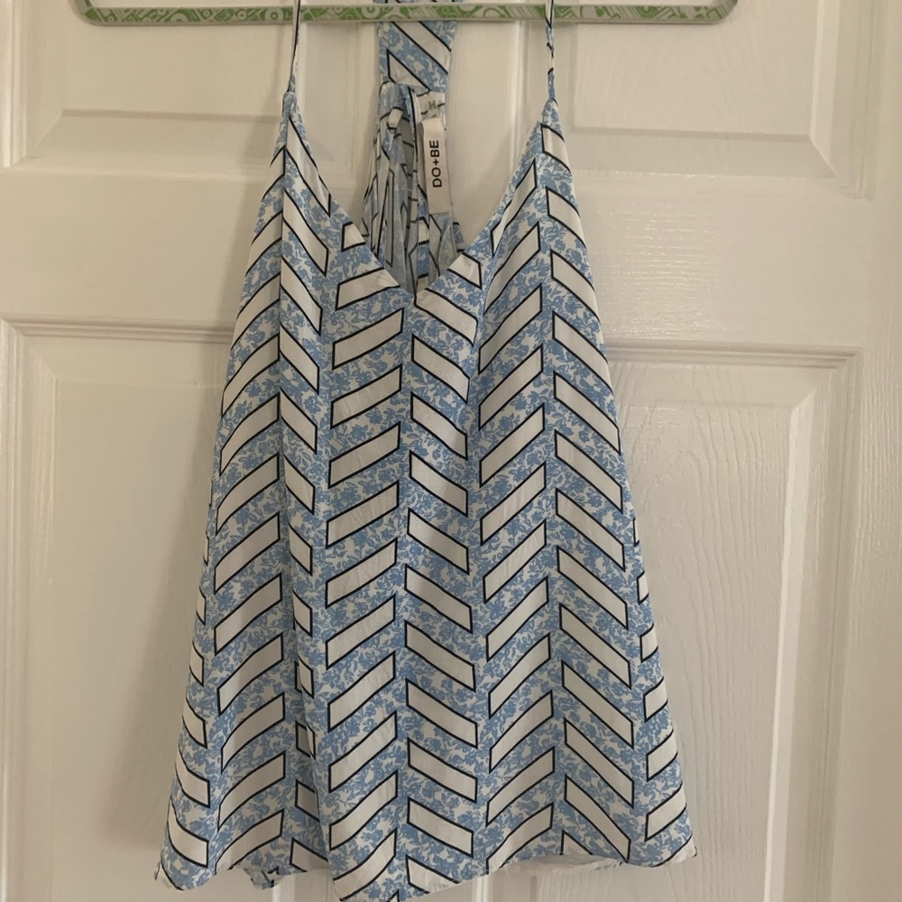 Blue and White Strip Tank Top